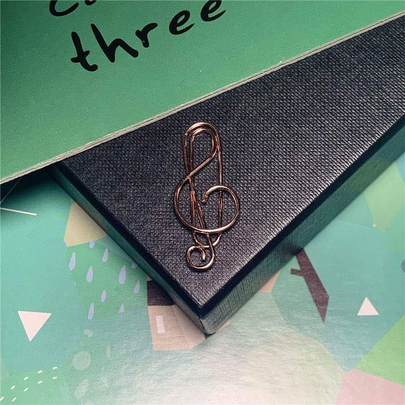 OWLFAVO Clef and Note Shape 40pcs Paper Clips with Clear Box, Rose Gold, Funny Cute Paperclips Bookmarks Planner Clips for Fun Office Supplies School Gifts Wedding Decoration - Image 4